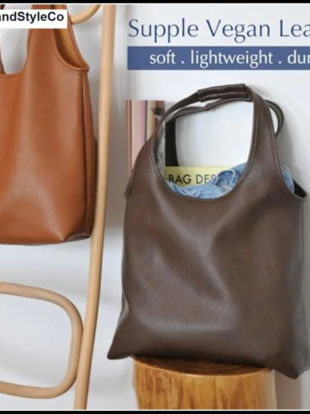 Women's Hobo Bag Soft Vegan Leather Tote Oversized Slouchy Handbag